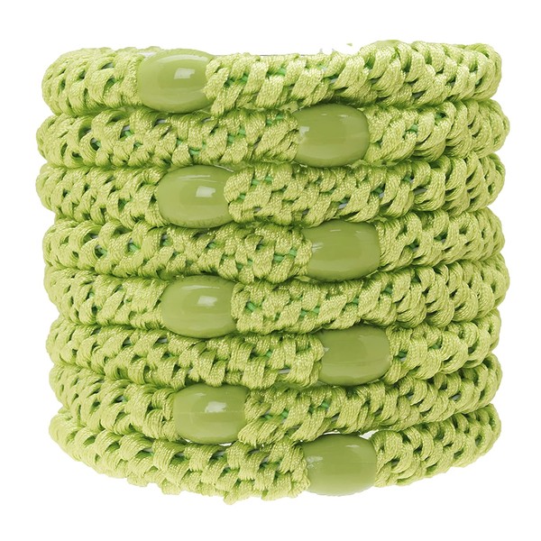L. Erickson Grab & Go Ponytail Holders, Lime, Set of Eight - Exceptionally Secure with Gentle Hold