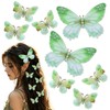 8Pcs Green Butterfly Hair Clips Fairy Halloween Hair Accessories