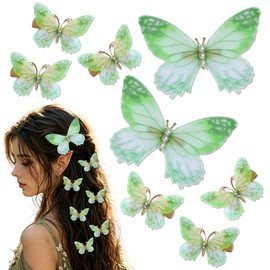 8Pcs Green Butterfly Hair Clips Fairy Halloween Hair Accessories