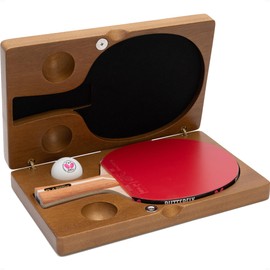 Butterfly Kibako Wooden Case – Rustic Wooden Case with Padded Racket Insert, Metal Hinges, and Magnetic Closure for Protection | Holds One Table Tennis Paddle and Two Balls