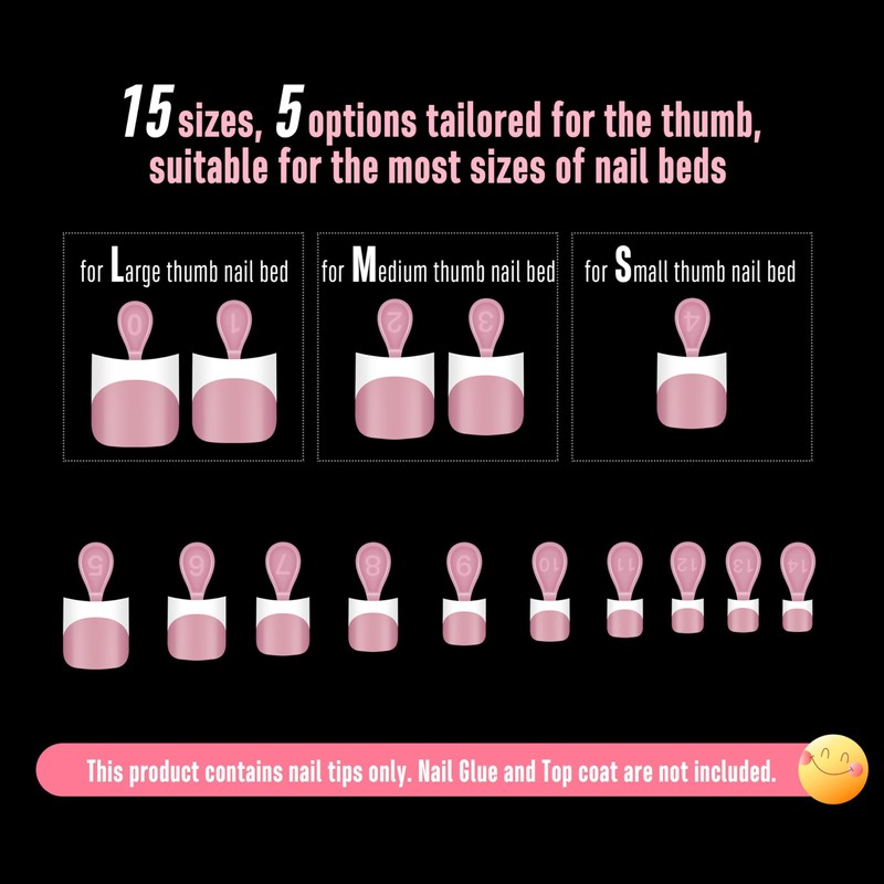 NOVO OVO White French Tip Toe Nail Tips with Moon