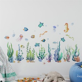 Condessacity Wall Sticker, Seaweed, Bubble, Sea, Fish, Coral, Seahorse, Sea Turtle, Sticker, Sea, Stylish, Removable, Cute, Sea Creature, Wall Sticker, Children's Room, Bath Poster, Wallpaper, Toy
