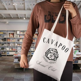 JNIAP Cavapoo Gift Cavapoo Social Club Tote Bag Dog mom Gift For Cavapoo lover (Cavapoo Social Tote Bag)