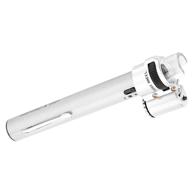 100X Mini LED Magnifier Microscope Jewelers Loupe Magnifying Glass Pouch