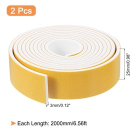 uxcell 1 Roll Foam Weather Stripping, 1" Wide X 1/8" Thick X 6.56 Ft Door Seal Strip Adhesive Foam Tape White Insulation Strip for Door Window