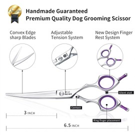 Grooming Pet Shear, 6.5 Inch Downword Curved Scissors, Curved Shears for Cat Shears and Small Dog Shears Or Any Breed Trimming Cuts, Design for Professional Pet Groomer