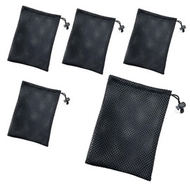 Mesh Bags - TRACOMPAN 5 Pcs Polyester Small Mesh Drawstring Bags, Black Portable Storage Pouches with Cord Lock Closure, 14x18cm, Ideal for Travel, Kitchen, Jewelry, Toys & Home