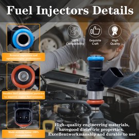 AdvanEX Fuel Injector 4 Holes Compatible with Ford Edge Explorer F-150 Flex Mustang Taurus Lincoln Continental MKS MKZ MKT MKX Replaces OE 0280158191 FJ1116 BR3Z9F593B (Set of 6)