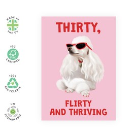 Central 23 30th Birthday Card For Men Women - Thirty Flirty And Thriving Dog - Wife Husband - Brother Sister - Happy Thirtieth Birthday Greeting Card Male Female Friends - Comes With Fun Stickers