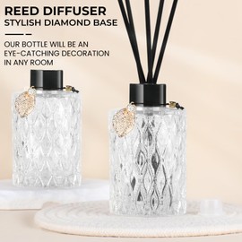 TRIFOLIC 4Pcs Reed Diffuser Set with Metal Golden Decoration, 6oz Empty Reed Diffuser Bottles with 20Pcs Reed Diffuser Sticks, Unique Design Bottles for Home and Office(Black)