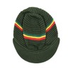 RW Knitted Cotton Rasta Skully Beanie Visor (Olive/RGY)