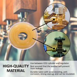 Kegconnection Regulator Washer - Nylon CO2 Tank to Draft Beer Kegerator Regulators Replacement Washers - Stop Leaks for Kegs, Homebrews - Pack of 10