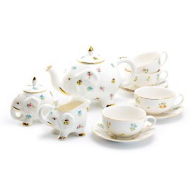 Grace Teaware Floral Elephant Fine Porcelain Tea Set 11 piece Set