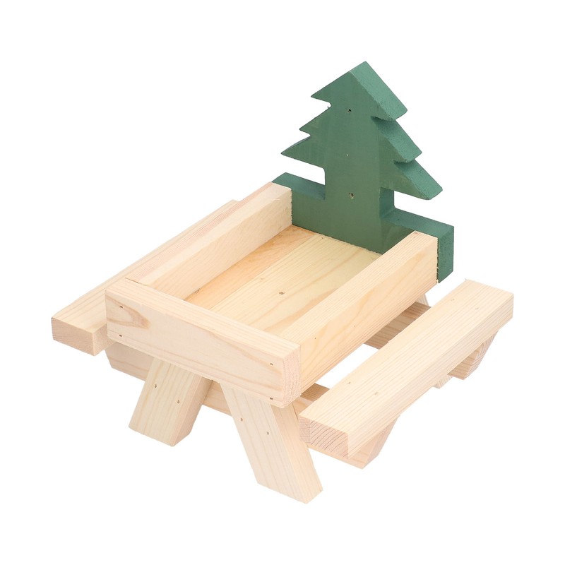 Squirrel Picnic Table Wooden Funny Squirrel Feeder with Corn Cob