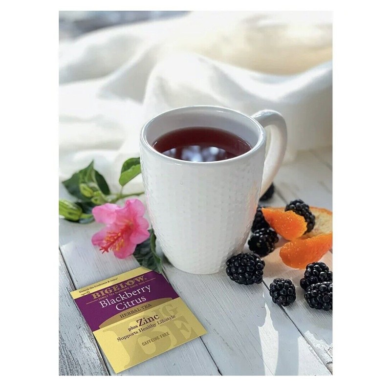 Bigelow Blackberry Citrus Plus Zinc Herbal Tea, Caffeine Free, 18