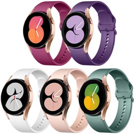 Lerobo 5 Pack No Gap Bands Compatible with Galaxy Watch 7/6/5/4 Band 44mm 40mm/Watch 5 Pro Band/20mm Soft Silicone Sport Strap for Galaxy Watch 6 4 Classic 46mm 43mm 47mm 42mm Replacement Women Men