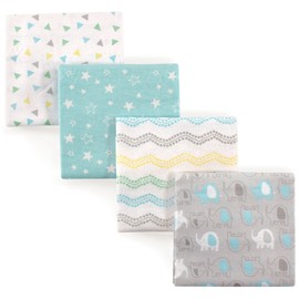 Luvable Friends Mantas unisex de franela de algodón para bebé, paquete de 4 unidades, talla única