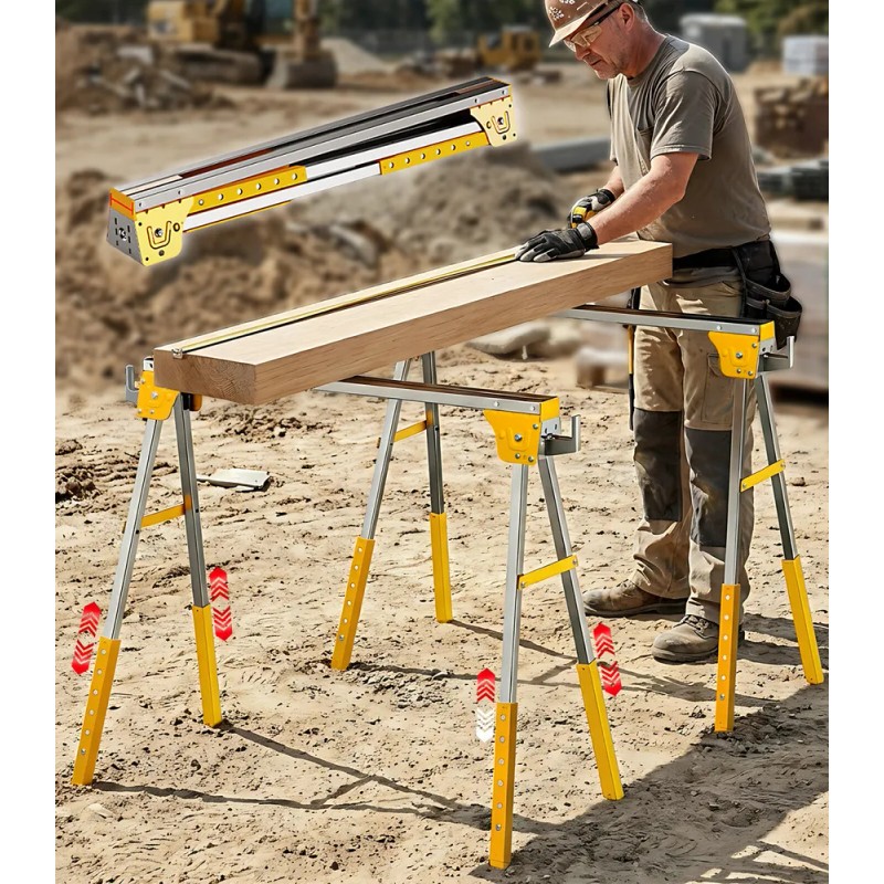Burros Mesa De Trabajo Plegable 2pzs 1200kg Multiusos Carga Caballete