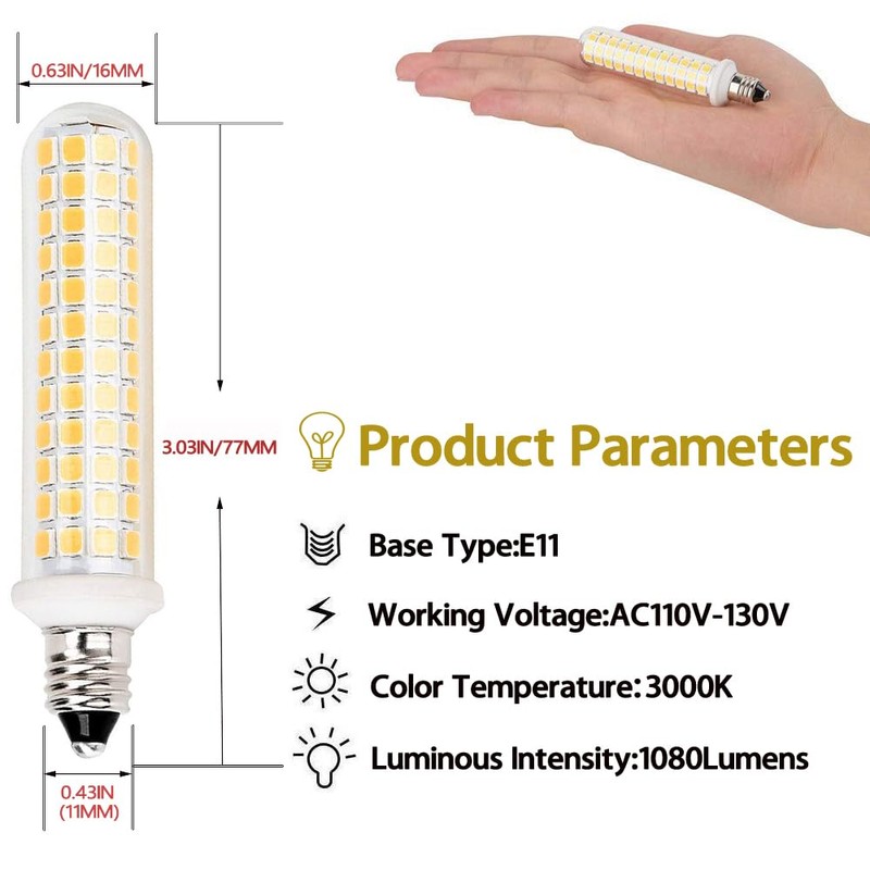 HXMLIHB JD E11 Led,1080LM,AC110V-130V,9W Dimmable 100W Halogen Bulbs Equivalent,T3 T4