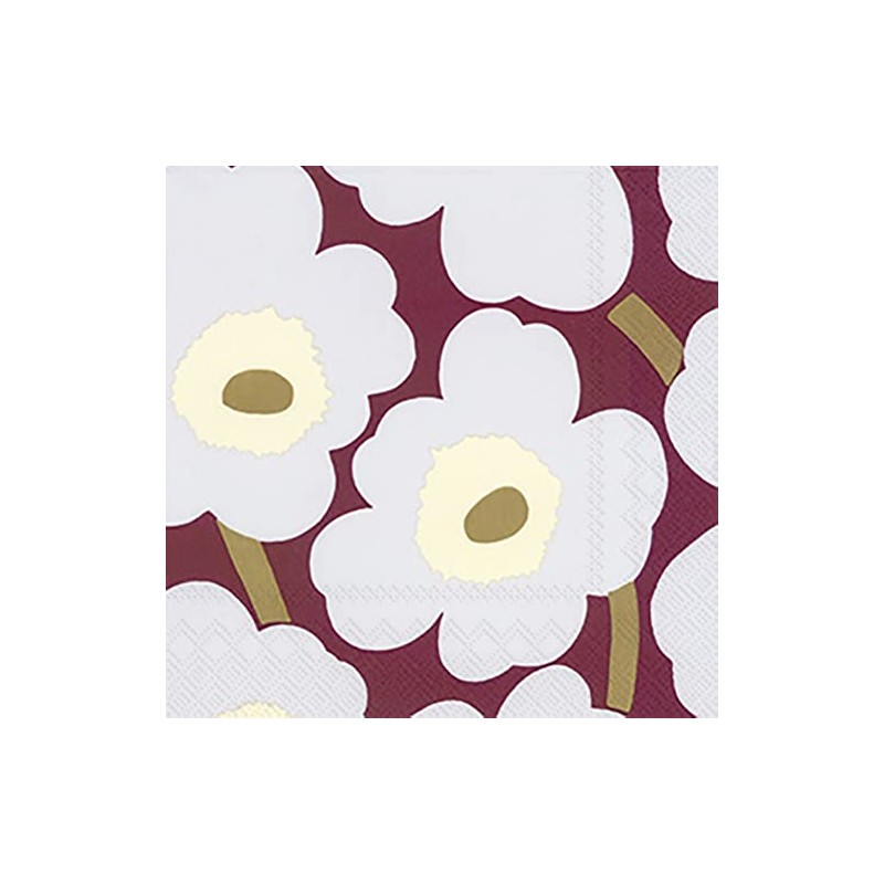 Marimekko UNIKKO Bordeaux Cocktail Napkins - 25 cm Square 20