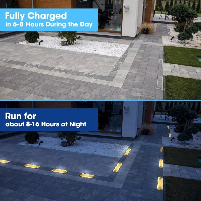 ShopTJB 3-Color Dimmable Solar Landscape 4"x8" Brick Paver Lights w/Remote
