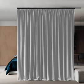 Phating Room Divider Curtains, Total Blackout Privacy Room Thermal Insulated Noise Reduction Theater Curtain for Bedroom and Living Room Ceiling Track Curtain (1Panel, Light-Grey, W15ft x H9ft)
