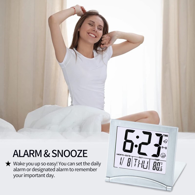 KANBIT Small Digital Travel Alarm Clock Battery Operated, Portable Large