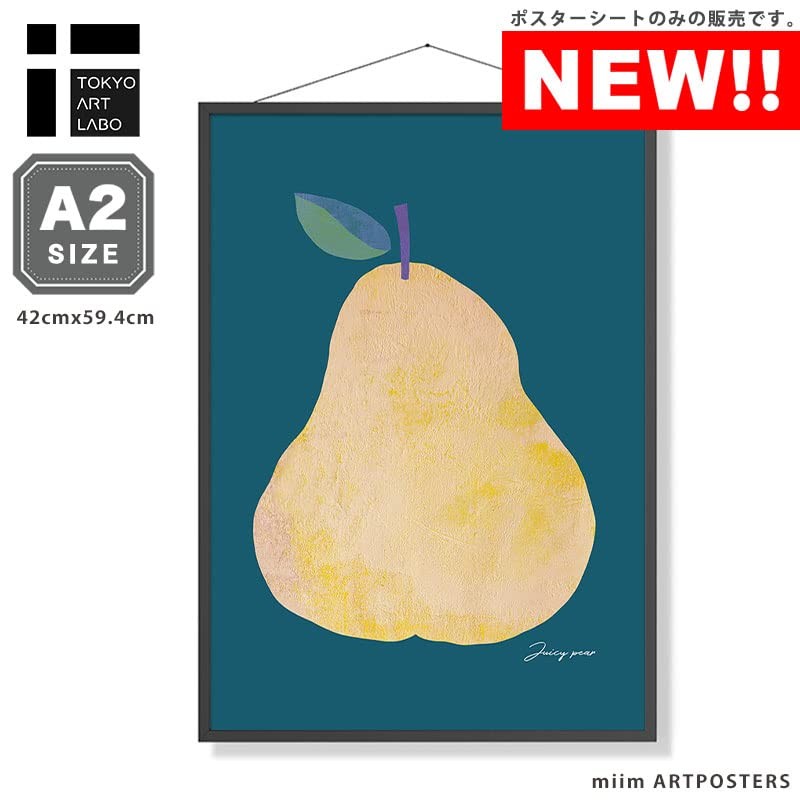 TOKYOARTLABO Poster NordicPear Blue Western Pear A2 Art Poster NordicPear