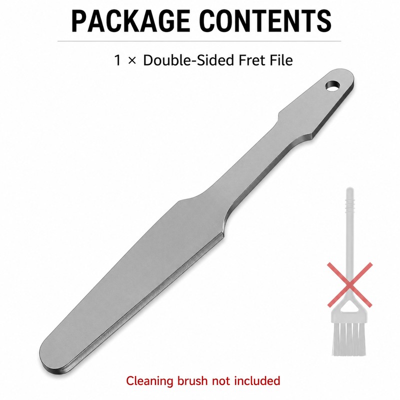 Double-Sided Metal Guitar Fret File with Cleaning Brush for Fret