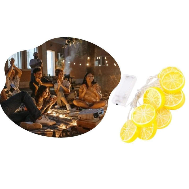 Fruit String Lights Battery Powered, Lemon Decor Fairy String Lights