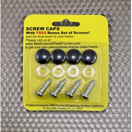 Set of Plastic License Plate Caps and Stainless Steel Screws - Black