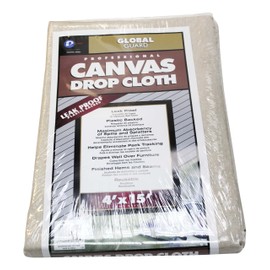 Premier 4' x 15' Canvas Drop Cloth with Leak Proof Plastic Back, 44152