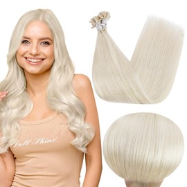 Full Shine U Tip Hair Extensions Color 1000 White Blonde Fusion Keratin U Tip Hair 18 Inch Straight Brazilian Hair Extensions for Women