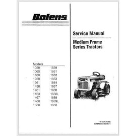 Bolens 1990 Bolens Medium Frame Tractors Models 1058 thru 1858 Service Manual 100 Pages