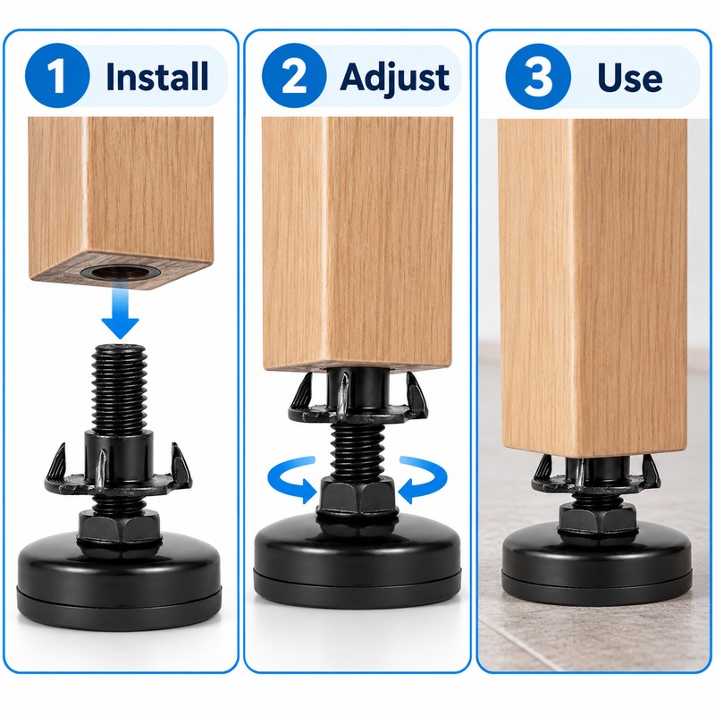 Adjustable Furniture Leveling Feet for Tables, Chairs & Sofas –