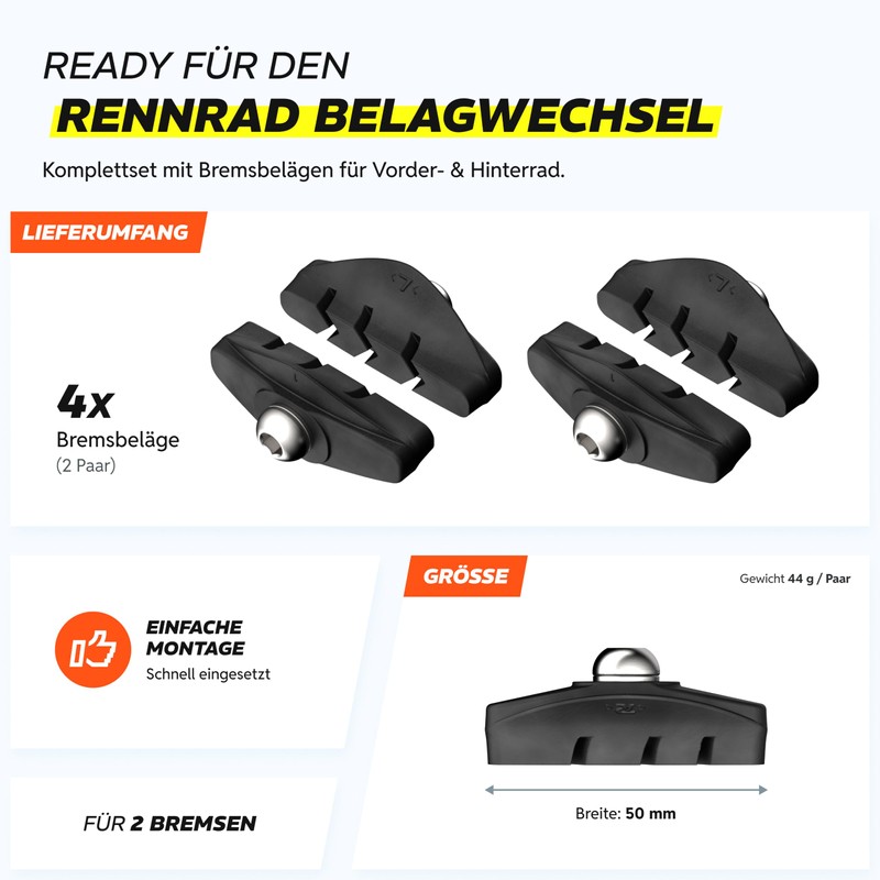 Alphatrail StopNova Road Brake Pads 50 mm - 2 Pairs