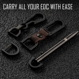 KeyUnity KA17 Titanium D Ring Key Shackle, U Shape Key Ring Screw Lock for Car Pendant Key Chain Accessories (Sandblasted, M)