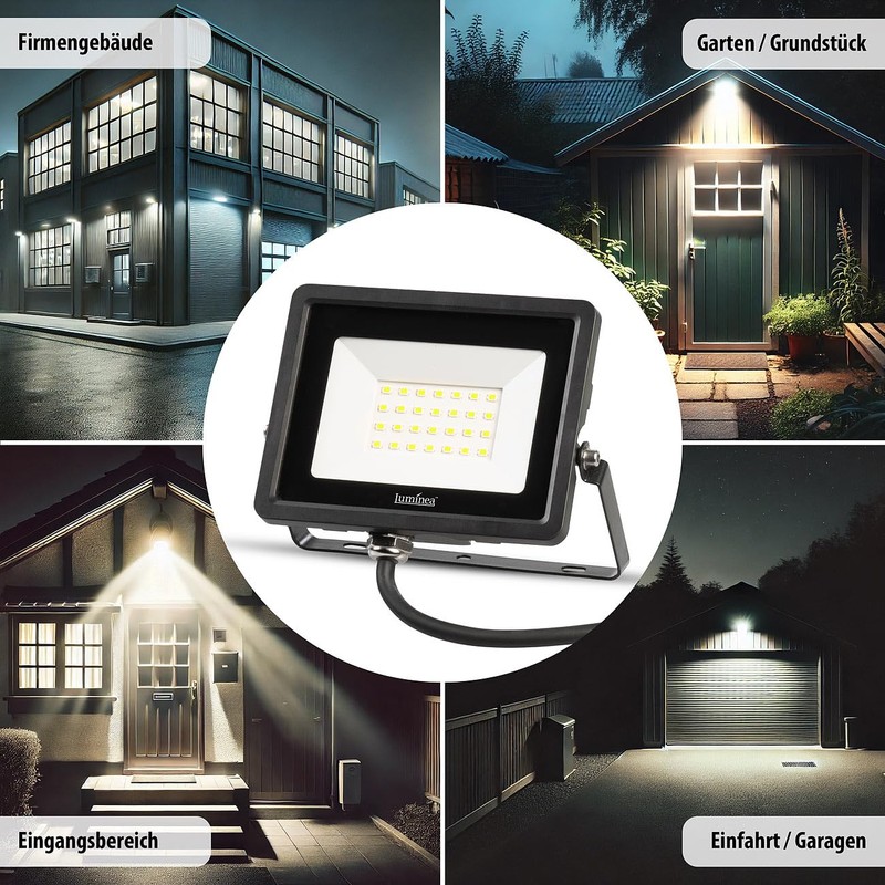 Luminea Set of 4 Mini LED Floodlights 20W 2000LM IP65