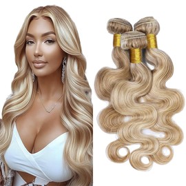 Ombre Blonde Body Wave Bundles Human Hair P27613 Bundles 12 14 16 Inch Double Weft Brazilian Hair 3 Bundles Two Tone Honey Blonde Mixed With 613 Bundles