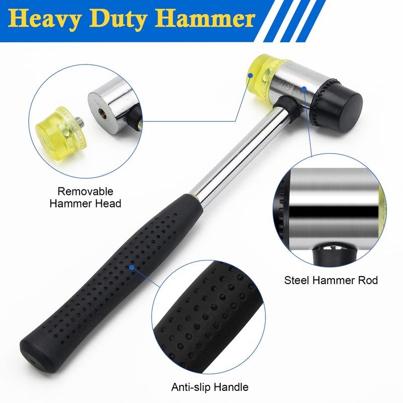 Window Glazing Tool Kit, 3PCS Glazing Tools, Multi-Functions Hammer, Red