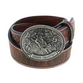 ARIAT Boys' Floral Tabs Western Belt Brown 24