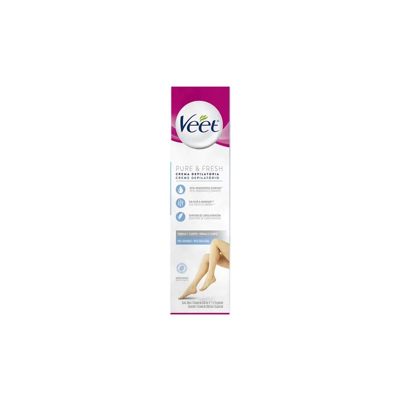 Veet Pure Fresh Crema Depilatoria Piel Sensible 200ml Espatúla