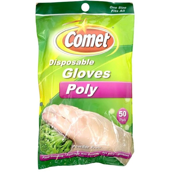 Comet Disposable Gloves, Poly, One Size Fits All 50 ea