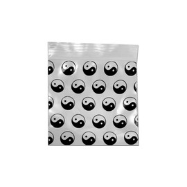 bong-discount Ziplock Bags, Zip Lock Bags, 50 x 50 mm, LDPE (Flexible Than PP Polypropylene), Clear, Yin Yang, Pack of 100