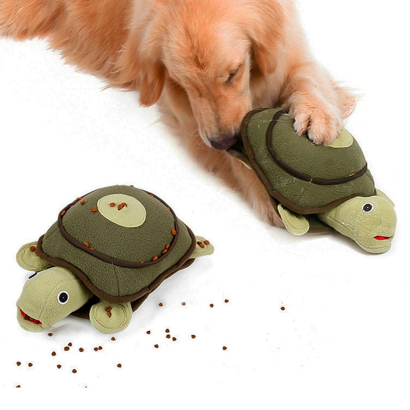 Dog Sniffing Training Toy Squeaky Plush Turtle Shape Interactive Bite