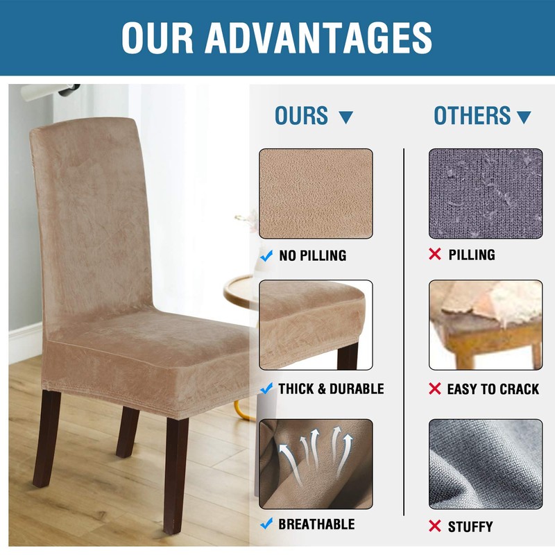 H.VERSAILTEX Velvet Dining Chair Covers Stretch Chair Covers for Dining
