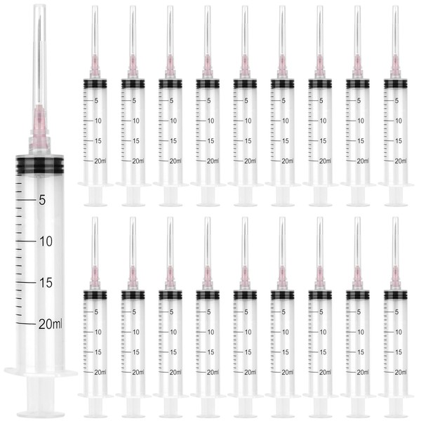 100 Pack Disposable 20ml/cc Syringes with Needle 18G 1.5”, Sterile