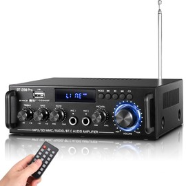 Suacopzar 298Pro Home Audio Amplifier, Max 400Wx2 RMS 50Wx2 Bluetooth 5.0 Wireless Power Amplifier, 2.0 CH HiFi Sound Audio System Home Stereo Receiver, MIC in w/Echo, Bass & Treble w/USB/RCA/FM