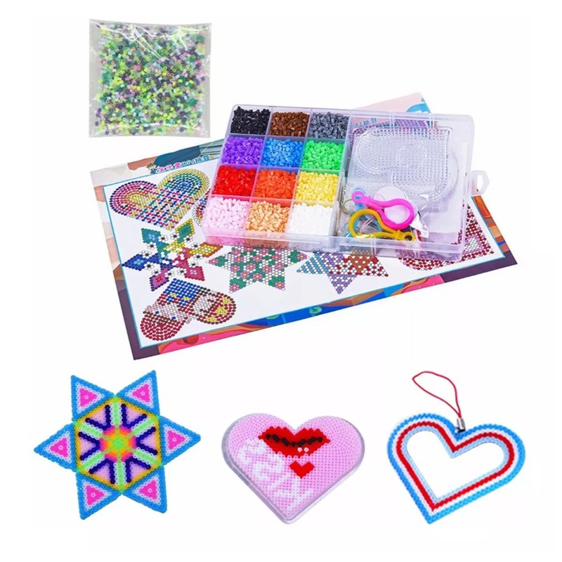 Kids Fuse Beads Kit 2.6mm 12 Colors Quadrate Heart Hexagonal