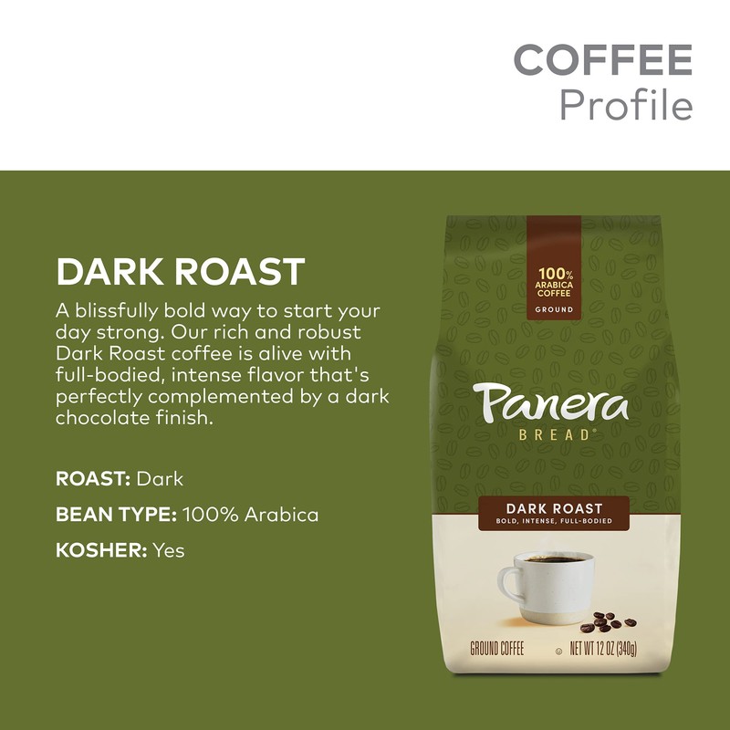 Panera Dark Roast, Ground Coffee, 100 percent Arabica Coffee, Bagged